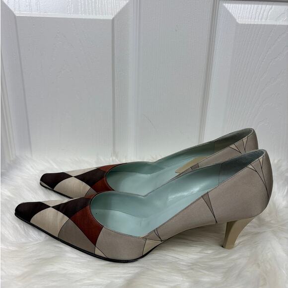 Emilio Pucci Women's Pointed Toe Pumps Size 40 / 9 NWOB Satin Colorblock Heels - Picture 4 of 9